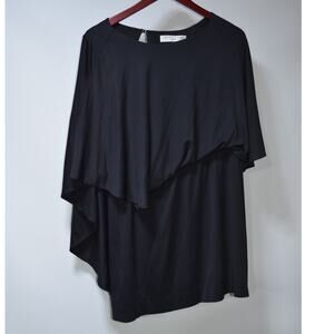 Trina Turk Black Asymmetrical Cape Sleeve Dress Size M